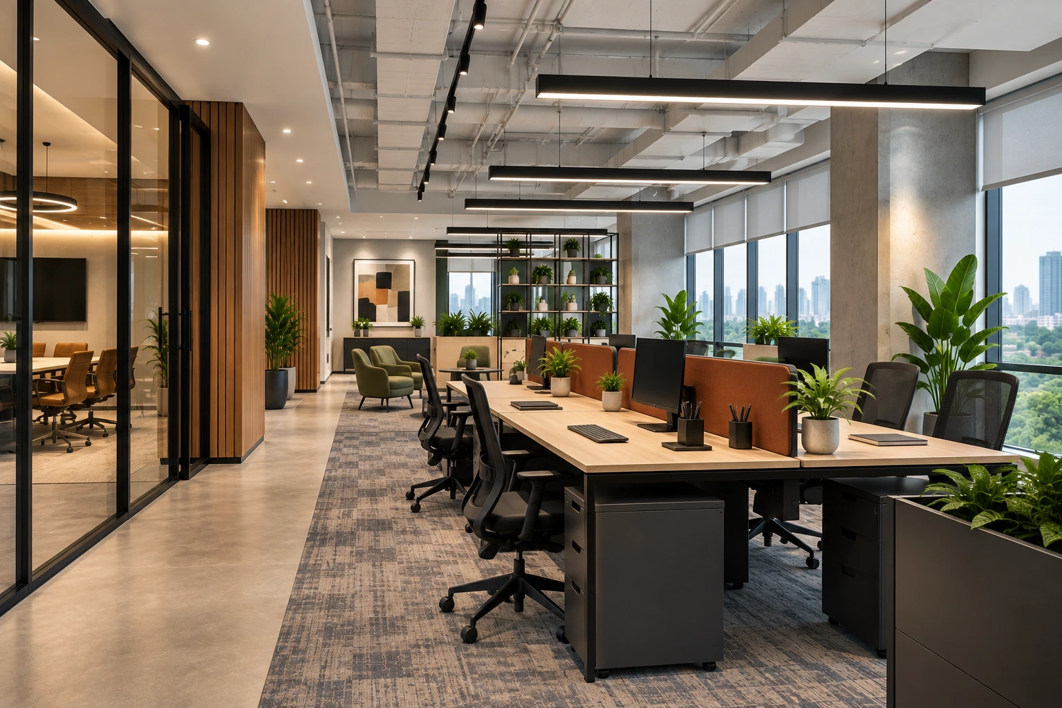 Open plan office interior